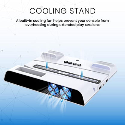 Surge Multi-Function Charging Stand for PlayStation 5 PS5 Digital and Disc Version with Cooling Fans, 2 Charge Docks for DualSense Controllers, 4X USB-C adapters, 2X USB-A Ports