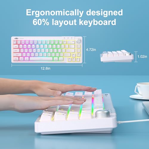 MageGee Mini 60% Gaming Keyboard, RGB Backlit Ultra-Compact Keyboard, TS68 Ergonomic Waterproof Mechanical Feeling Office Computer Keyboards for PC, MAC, PS4, Xbox ONE Gamer - color: Ivory