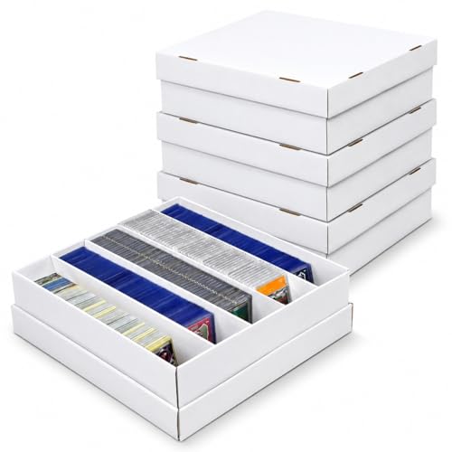 3 Pack Trading Card Storage Box - 5 Rows Graded Card Case holds 220 PSA Slab Cards, Cardboard Holder Organizer Boxes with Dividers for Sport Cards