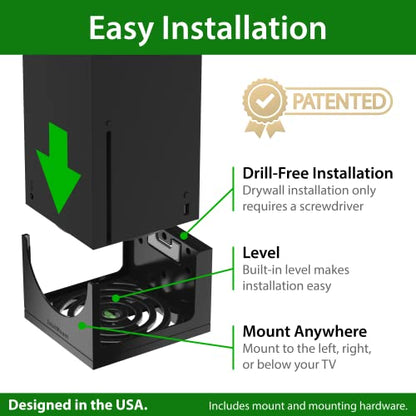 TotalMount for Xbox Series X – Pro Quality, Cooling, Level, Stops Vibration | Designed in USA – Wall Mount Secures Each Side to Prevent Falls – Damper Minimizes Fan Rattling During Gaming - size: Standard Bundle: Wall Mount