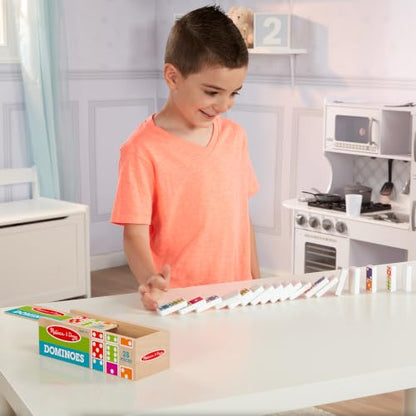 Melissa & Doug Dominoes Tabletop Game with Wooden Storage Box | 29 Pieces, 28 Colorful Domino Tiles, Wooden Storage Box, Matching & Math Skills, Family Game Night, Toys for Kids, Ages 4+