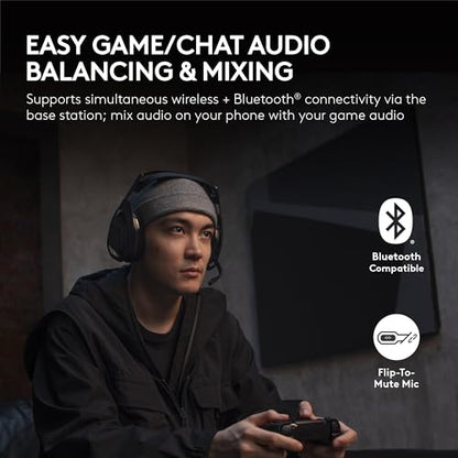 Logitech G Astro A50 X Multi-Platform Wireless Gaming Headset + Base Station for PS5/Xbox/PC: PLAYSYNC Video & Audio Switcher, HDMI 2.1 4K 120Hz VRR, <24bit/48kHz, 24hr Battery, 2.4GHz & BT - Black - color: Black, style: PLAYSYNC Video & Audio