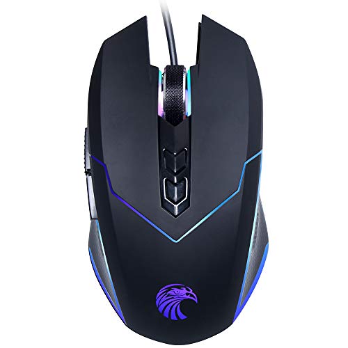 Wired Gaming Mouse with Side Buttons, Ergonomic Mouse with 4 LED Backlight Modes Up to 3200 DPI for Laptop/PC/MacBook Pro E-YOOSO X-5