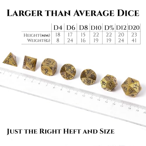 Metal Dice for DND - Ancient Cracked Pharaoh Ruins – Antique Gold | Beautiful 7pc Polyhedral Dice Set, Smooth Rolling, Role Playing Games (RPG), Compatible with D&D, for Dungeons and Dragons - color: Ancient Gold