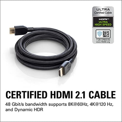 Elgato Ultra High Speed HDMI Cable, Certified 2.1 | 48 Gbit/s bandwidth, Supports 8K60 and 4K120, VRR and ALLM, eARC with Dolby Atmos, Braided jacket, 6.5ft length