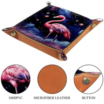 Starry Flamingo Planet Dice Tray PU Leather Dice Rolling Tray Folding Dice Holder for Dice Games, Like RPG, DND and Other Table Games - color: Multi 10