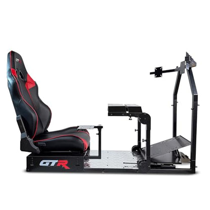 GTR Simulator GTA-Pro Racing Simulator Cockpit Home Workstation with Real Racing Seat, Racing Rig Control Mounts (Speciale Seat, Black/Red)