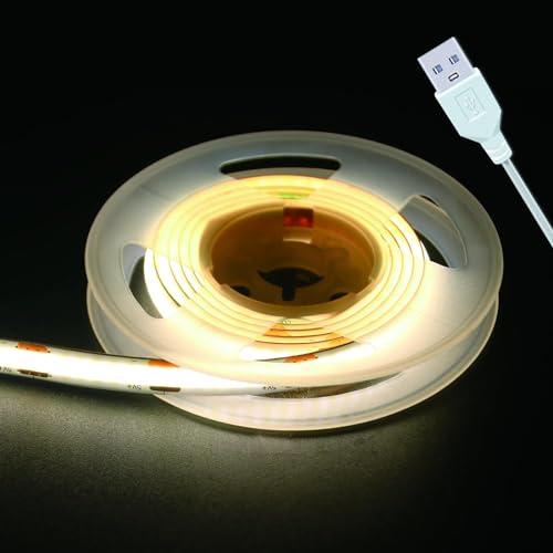 Short LED Strip Lights, COB 5V USB Warm White 4000K (3.28FT /1M) | 5W 8mm Small COB, Not Dimmable, Display Cabinet Lighting for Home DIY 3D TV Light Indoor Use - color: 3.28FT/4000K