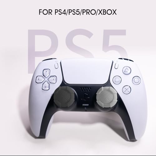 PERFECTSIGHT Thumb Grip Caps for PS5 PS4 Xbox Series XS Xbox One Switch PRO Controller Steam Deck 6 PCS Soft Rubber 3D Thumbsticks Button Joystick Cover Set, Black and Grey - color: Grey+White 6 PCS