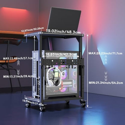 Computer Tower Stand, 6 Level Height Ajustable PC Tower Stand for Floor, Mobile Rolling CPU Holder Cart for Gaming Office Home,21.34"-28.3", Black - size: 0 power outlet