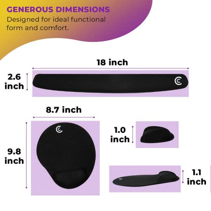 4pc Premium Wrist Rests for Keyboard and Mouse Pad Set - Memory Foam Cushion, Black - Ergonomic Wrists Hand Arm Rest Support for Laptop Computer Desk and Gaming - Carpal Tunnel Syndrome Relief - style: Premium