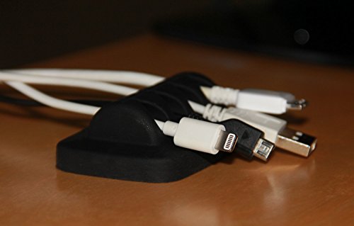 Desktop Cable Organizer, Weighted, Eco-Friendly Silicone, No Bad Smell, Bundled with 4 Reusable Cable Ties (White) - color: White, Small