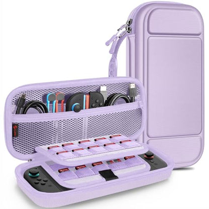 FINTIE Carrying Case for Nintendo Switch 2 (2025), Shockproof Hard Shell Switch 2 Case, Protective Cover Travel Bag with 19 Game Card & 2 Micro SD Card Slots & Inner Pocket, Lilac Purple - color: Lilac Purple