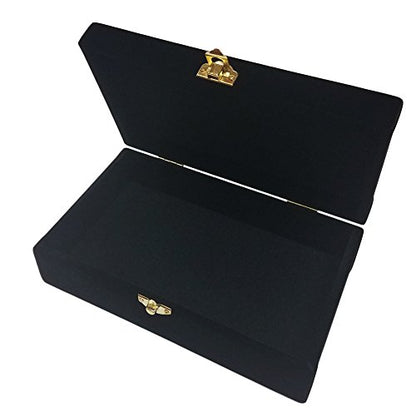 Marion Double 9 Domino Set (55 Tiles) Jumbo Tournament Professional Size with Spinners in Elegant Velvet Storage Box (Black) - color: Black Velvet Box
