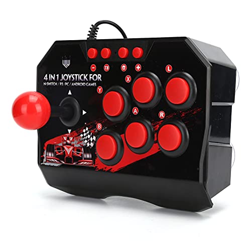 Arcade Fight Stick, 4 in 1 Wired Arcade Joystick Arcade Games Controller with Turbo Functions, Suitable for Switch/PC/PS3/Android Games
