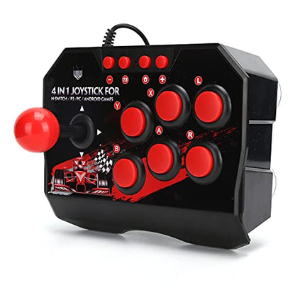 Arcade Fight Stick, 4 in 1 Wired Arcade Joystick Arcade Games Controller with Turbo Functions, Suitable for Switch/PC/PS3/Android Games