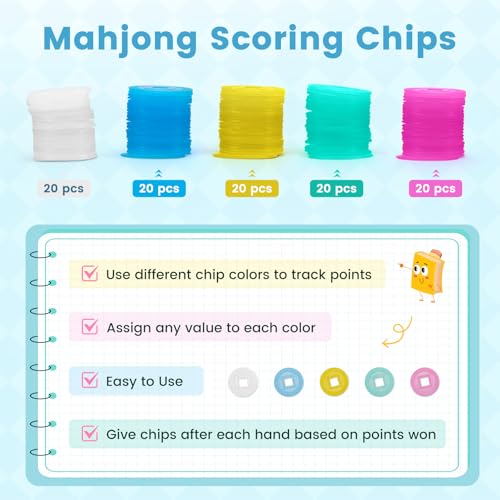 American Mahjong Tile Set, 166 Tiles 1.2 Inch Portable Travel Mahjong Game Set with Carrying Bag, Dice & Chips, Complete Mah Jongg Sets for Adults, Family Game Night & Ideal Gifts