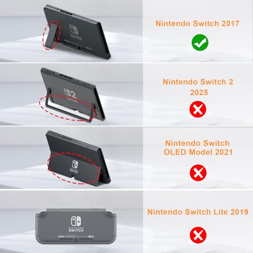 FINTIE Soft Silicone Protective Case Compatible with Nintendo Switch 2017 | Ergonomic Grip Design, Kickstand Compatible, Anti-Slip, Anti-Scratch & Shock-Absorption Grip Case for Switch 6.2-inch, Black - color: Black