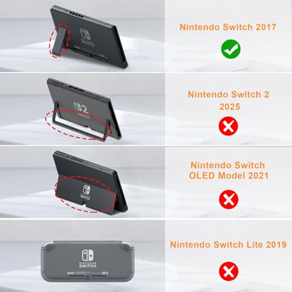 FINTIE Soft Silicone Protective Case Compatible with Nintendo Switch 2017 | Ergonomic Grip Design, Kickstand Compatible, Anti-Slip, Anti-Scratch & Shock-Absorption Grip Case for Switch 6.2-inch, Black - color: Black