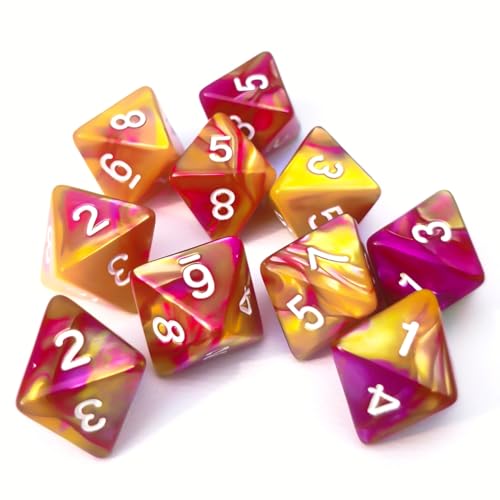 10 PCS D8 8 Sided Dice Set, Polyhedral Number Game Dice for DND RPG MTG Board Game Party Tabletop Accessories (Rose + Gold) - color: Rose + Gold