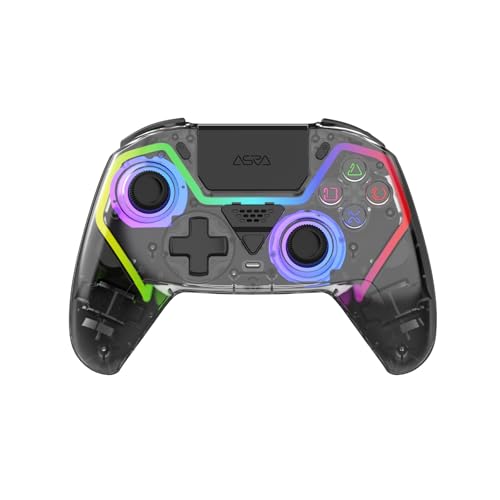 ASRVA Wireless Controller for PS5/PS5 Pro/PC, Hall Effect Joysticks & Triggers (No Drift), 2 Back Buttons, RGB, Translucent Design, Dual-Mode, Compatible with iOS/Android - color: Translucent