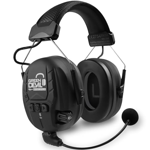 GREEN DEVIL Electronic Bluetooth Hearing Ear Protection Headphones With Boom Microphones 27dB Noise Cancelling Earmuffs - color: Grey
