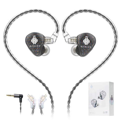 Hidizs MS1 Galaxy IEM Gaming Earphones - Dual Magnetic Engine for Immersive Gaming Sound Wired Earbuds/Inline Mic/Detachable 2-Pin Cable, 3.5mm Plug - color: Black, size: No Mic