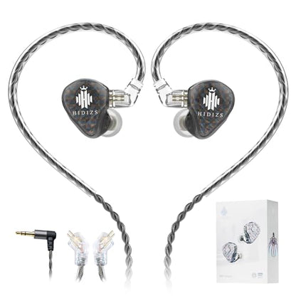 Hidizs MS1 Galaxy IEM Gaming Earphones - Dual Magnetic Engine for Immersive Gaming Sound Wired Earbuds/Inline Mic/Detachable 2-Pin Cable, 3.5mm Plug - color: Black, size: No Mic