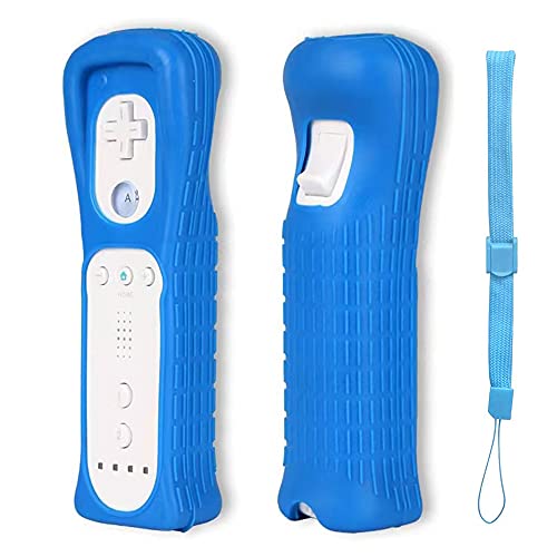 2X Wii Silicone Case Cover with Wrist Strap for Wii Remote Controller (Red and Blue) - color: Red and Blue