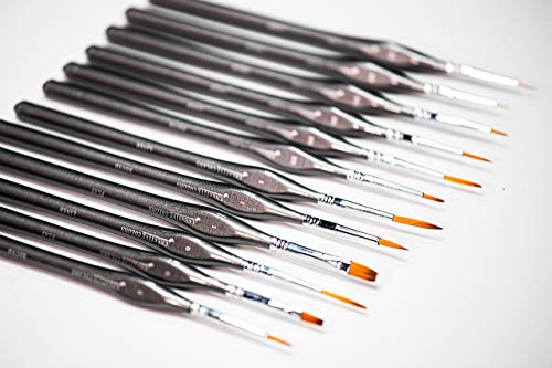 Miniature Paint Brush Set – 12 Fine Detail Brushes with Travel Case & Mini Palette | Professional Detail Brush Kit for Acrylic, Watercolor, Models, Miniatures, Crafts & Paint by Numbers
