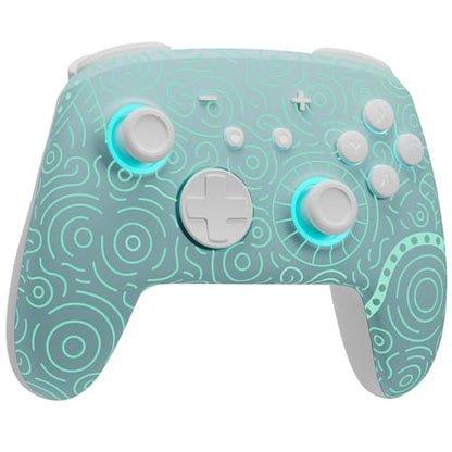 FUNLAB [Luminous Pattern] Switch Pro Controller Wireless Compatible with Switch/OLED/Lite, Firefly Bluetooth Remote Gamepad with 7 LED Colors/Paddle/Turbo/Motion Control - Cyan - color: Z-Teal