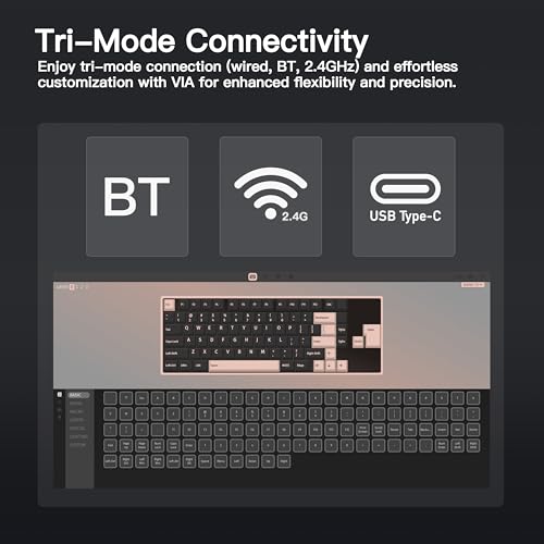 KEEBMONKEY WOBKEY Rainy 75 CNC Aluminum HMX/JWK/Cocoa Switches Triple-Mode Connectivity Mechanical Keyboard with Superior Acoustics, RGB/FR4/Silver SUS304/7000mAh/Cocoa Switch (Pro - Black) - style: Pro - Black
