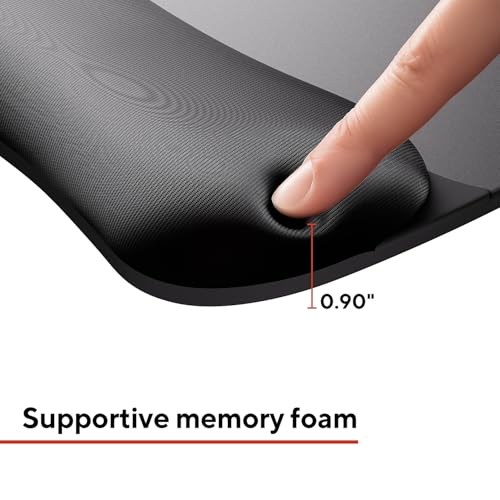Foam Mouse Pad with Wrist Rest, Memory Foam, Black, Non-Skid, 8.07 x 9.48 Inches