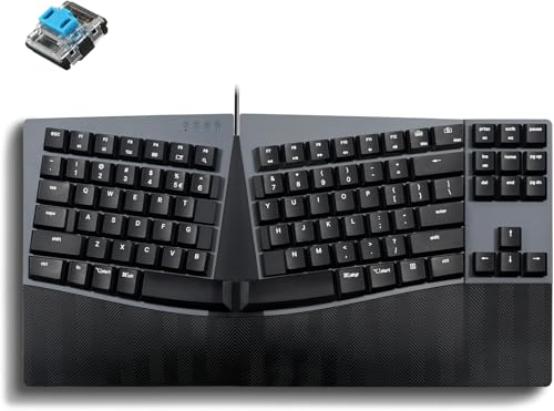 Perixx PERIBOARD-335BL Wired Ergonomic Mechanical Compact Keyboard - Low-Profile Blue Clicky Switches - Programmable Feature with Macro Keys - Compatible with Windows and Mac OS X - US English - style: Wired Clicky