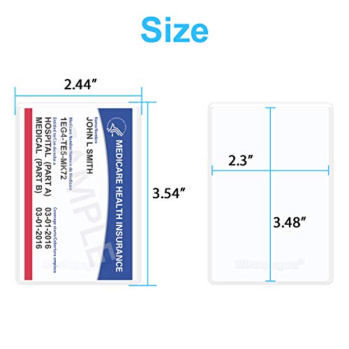 Wisdompro 10 Pack New Medicare Card Protector Sleeves, 6 Mil Clear PVC | Soft and Flexible Wallet Size Slot for Social Security Card, Insurance Card, Credit Card, Debit Card, Driver’s License - size: 10 Pack