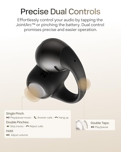 SHOKZ OpenDots 2 Open-Ear Clip-On Earbuds with Upgraded Dolby Audio, 3-Mic Clear Calls, Rich Bass, Up to 40 Hrs of Audio, Wireless Charging, Interchangeable Left/Right Earbuds, IP57, Bluetooth 6.1 - color: Black