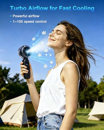 Portable Misting Fan, Rechargeable Handheld Spray Fan | 100-Speed Adjustable Cooling Fan with Water Mist Spray, Foldable Design, Lanyard Included for Outdoor Camping & Travel - color: Black