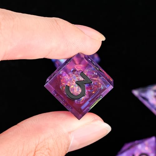 Electroplated Resin Dice Set, Resin Edge Sharp for Dungeons & Dragons RPG, MTG Board Games with Gift Box (Electroplating Purple Color) - color: Electroplating Purple Color