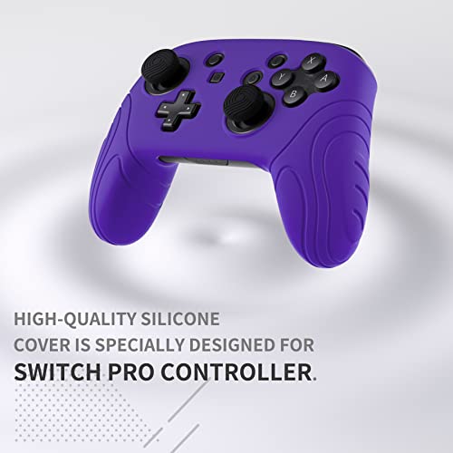 PlayVital Samurai Edition Ergonomic Silicone Skin Protective Case for Nintendo Switch Pro Controller, Soft Anti-slip Controller Grip Protector for Nintendo Switch Pro with Thumb Grip Caps - Purple - color: Purple
