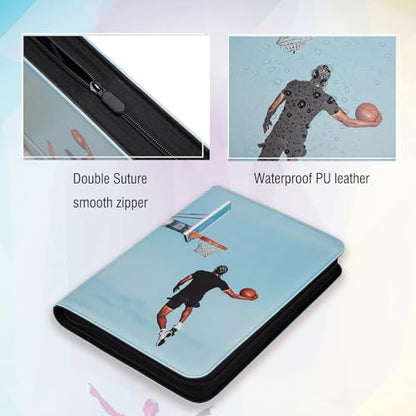 Basketball Card Binder 468 Double-Sided Pockets Trading Cards Secure Storage,Waterproof PU Leather with Sealed Zipper Protect Dust&Damage,Thoughtfully Chosen for Basketball Fans and Collectors - style: Basketball