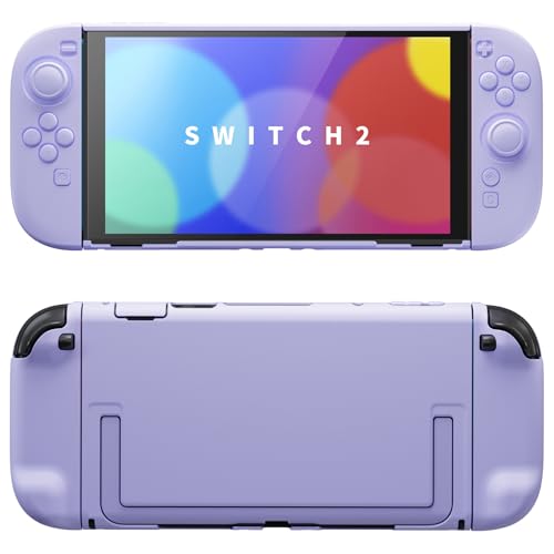 PlayVital Protective Case for Nintendo Switch 2 - Cute Dockable Hard Case Shell for Switch 2 with Thumb Grip & Sticker & Button Caps, Anti-Scratch & Shockproof Cover Skin - Light Violet - color: Light Violet