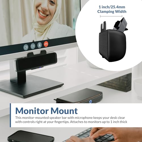 Cyber Acoustics USB & Bluetooth Speaker Bar (CA-2890BT) – USB Powered Speaker with Speakerphone for PC and Bluetooth to Simultaneously Connect to Smartphones, Clamps to Monitor, Convenient Controls - style: USB & BT