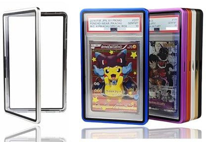 RedCap Magnetic Aluminum PSA Graded Card Holder 35PT Premium PSA Slab Protector Display Case with UV Resistant Glass Fits Standard PSA Graded Sports Trading Cards - Silver Flash - color: Silver Flash