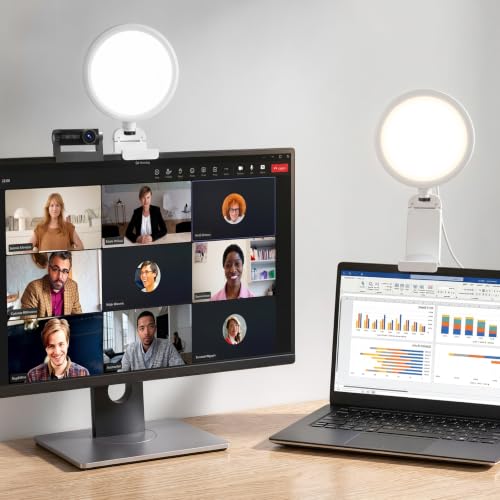 Ring Light for Laptop, 5" Eye-Caring Lighting with 50 Modes, CRI>97.8, 3000K-6500K Zoom Lighting for Conference, Meetings, Video Call, Recording, Streaming - color: White 1 PSC