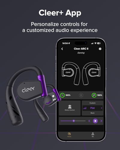 Cleer ARC II Gaming Earbuds True Wireless Open Ear Headphones, White | Ultra-Low Latency, Snapdragon Sound, Bluetooth 5.3, USB-C Dongle, 35Hr Battery - color: White Purple