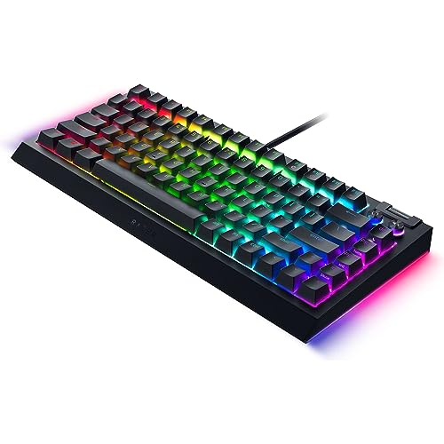 Razer BlackWidow V4 75% Mechanical Gaming Keyboard: Hot-Swappable Design - Compact & Durable - Orange Tactile Switches - Chroma RGB - MF Roller & Media Keys - Comfortable Wrist Rest - Black (Renewed) - color: black / black