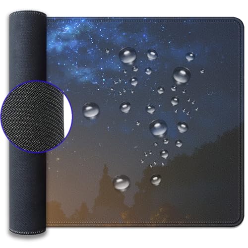 Sword of the Starry Night Mouse Pad Desk Pad, 27.5x11.8 in Extended Keyboard Mousepad with Stitched Edges, Waterproof Non-Slip Rubber Base for Office Computer Laptop Home - color: Sword of the Starry Night