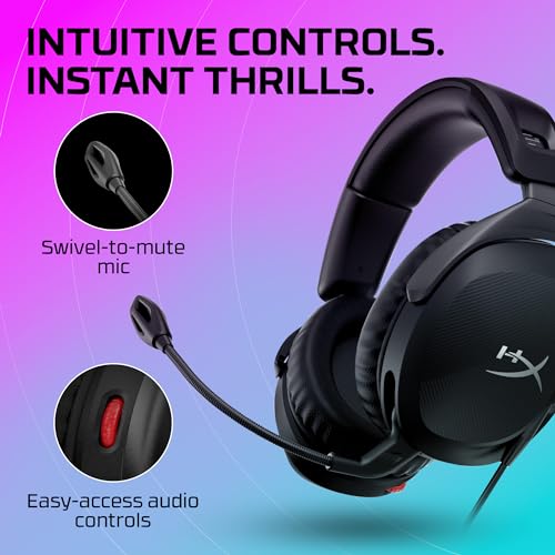 HyperX Cloud Stinger 2 – Gaming Headset, DTS Headphone:X Spatial Audio, Lightweight Over-Ear Headset with mic, Swivel-to-Mute Function, 50mm Drivers, PC Compatible, Black - color: Black, size: Wired, style: Wired