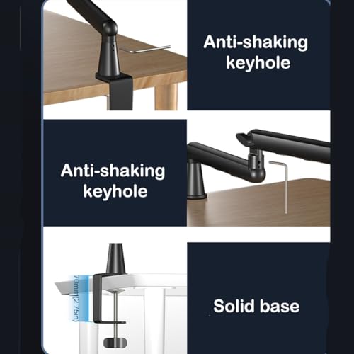 Microphone Arm Desk Adjustable Boom Stand, Black | 360° Rotation,with Heightening Arm,without Microphone,For Blue Yeti,Snowball iCE, HyperX QuadCast,SoloCast,Elgato Wave - color: Black