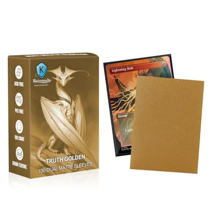 Truth Golden Dual Matte Card Sleeves, Katomula Card Sleeves for MTG, Standard Card Sleeve for MTG, PKM, Flesh & Blood - color: Truth Golden
